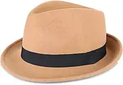 [Hcclijo] Men Winter Thick Warm Felt Fedora Hats Wool Gentleman Jazz Cap Male Narrow Brim Top Hat