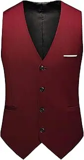 [PHJTOMK] Mens Waist Coat Casual Slim Fit Suit Vest Plain Colors Vest for Prom Wedding Business Suit or Tuxedo Formal Dress