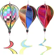 MERRYHAPY 3Pcs Hot Air Balloon Wind Spinners Garden Decor Hanging Windmill Decorations for Outdoor Use Rotating Windmill Spinners for Unique Garden Aesthetic