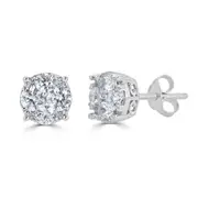 1/4Ct Natural Diamond Stud Earrings in Sterling Silver (I/J Color I2/I3 Clarity)