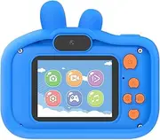 H9S Camera HD Cartoon Camera Silicone Case Digital Camera Toys P & Video with 32G ry Card + Card Reader Blue