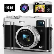 5K Digital Camera Photography Autofocus Front Rear Viewfinder UHD Vlogging YouTube 6Axis AntiShake Selfie Recorder 32GB SD Card Compact Versatile