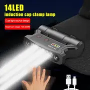 LED Sensor Headlamp Cap Clip Light Rechargeable Hat Headlight Built-in Battery