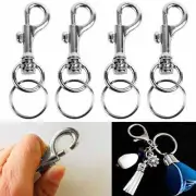 4 Pc Large Silver Spring Clip Metal Snap Hook Key Ring Lobster Clasp Keychain