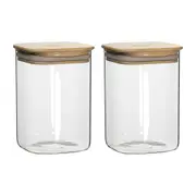 2pc Ecology Pantry 15cm Square Glass Canister Storage Organiser w/ Bamboo Lid