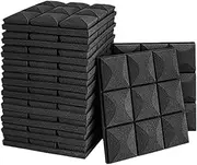 JunZheHub Set of 12 Acoustic Wall Panels 12x12x2 Inches for Sound Control, Black
