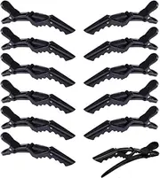 Goxfaca 12pcs Styling Hair Clips Duck Bill Clips Professional Hairdressing Salon Sectioning Alligator Hair Clips Durable Nonslip Grips Wide Teeth (Black)