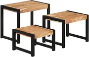 Nesting Tables 3 pcs Solid Wood,End Tables 19.7KG-321552