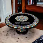 Black Marble Inlay Table Top , Luxury Table Top, Handmade Unique Table Top.
