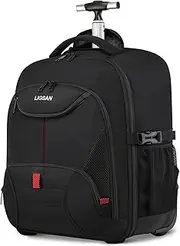 Rolling Backpack for Adults, 17inch Laptop Travel Backpack with Wheels Waterproof Wheeled Backpacks, Black, 17 Inch