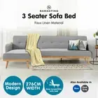 3 Seater Sofa Bed Chaise Lounge Couch Modular Furniture Linen Fabric Light Grey