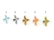1 pair Flower blossom earring post stud wire base Enamel filled-Gold-Silver 4367