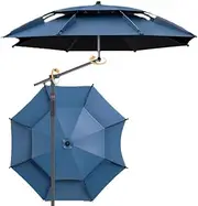 6.5/7.2/7.8/8.5ft Portable Fishing Umbrella, 360° Rotating Beach Umbrella Anti-UV, Windproof Outdoor Parasol, Beach Sun Shade Double