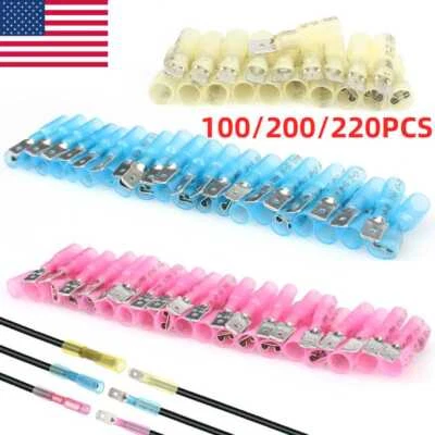 220X Car Electrical Heat Shrink Male Female Spade Wire Terminals Connectors Kit