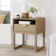 Luke Modern Nightstand Side Accent or End Table with Storage Drawer, 1, Light Br