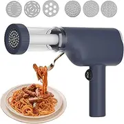 Handheld Electric Pasta Maker 40W Portable Noodle Maker with 6 Pasta Discs, Automatic Pasta Maker Machine with Measuring Cup for Spaghetti Lasagna (Blue)