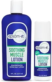 Epsom-It Soothing Muscle Set - Epsom Salt and Magnesium Lotion and Rollerball, for Muscle Discomfort and Stiffness, Tired Legs, Knees, and Feet (2-Pack)