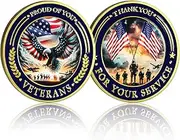 CHURYUML Military Veterans Challenge Coins Proud of You Veterans Military Commemorative Gifts for Men Women Army Soldiers Thank You for Your Service Veterans Day Gifts