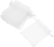BRIGHTFUFU 60pcs Sheer Organza Bags Drawstring Mesh Pouches For Jewelry Baby Birthday Wedding Party Favors Holiday Candy Transparent Hard Mesh Bags With No-seam Bottom