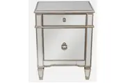 DA Antiqued Mirrored 1 Door 1 Drawer Bedside Table