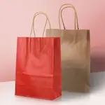 客製化 手提袋 包裝袋 伴手禮牛皮紙袋 紅色LOGO 加厚手提定做烘焙咖啡外賣禮品袋 禮物紙質