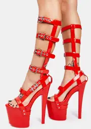 [XTRA by YRU] X HI Red Patent Platform Heels
