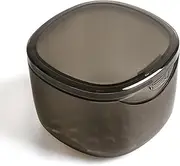 Uouovo Upgraded Denture Bath Box Cup, No-Leak Denture case,Retainer Cleaning Box, Complete Clean Care for Dentures, Clear Braces, Mouth Guard, Night Guard & Retainers (transparent grey)
