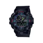 【CASIO G-SHOCK】虛擬彩虹系列雙顯運動腕錶-亮面黑/GA-700RGB-1A