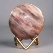 Natural Polished Crystal Gray, White, Pink Banded Agate Sphere 2.5" - USA