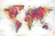 World Map Graffiti Style Paint Splatter Poster 24 x 36