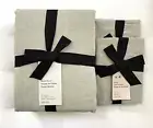 West Elm EUROPEAN FLAX LINEN Duvet Full/Queen & 2 Std Shams Celadon Melange NWT