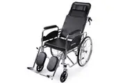 Equipmed Folding Manual Reclining Wheelchair Self Propelled, 24' Rear Wheels, Chrome Steel Frame, 46cm Wide Seat, 100kg Capacity, Park Brakes