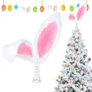 Easter Tree Topper Bunny Ears Christmas Tree Top Decoration Spring Plush Meta...