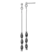 Sterling Silver Ruthenium-Plated D/C Beaded Post Dangle Earrings