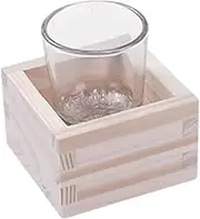 1 Set Sake Glass Tea Mug Traditional Sake Cup Clear Sake Cup Sake Bottle with Square Wood Container Glass Wine Glasses Sake Drinking Set