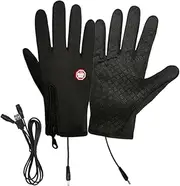 [Quzente] USB Heated Gloves,Waterproof Winter Gloves Mittens Full Fingers Heating Gloves - Touchscreen Hand Warmer, Portable USB Heated Mittens for Riding, Running, Skiing