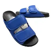 INC Mens 10.5 M Levine Strap Sandal Slipper Slides Hook Loop Blue Black