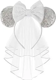 Bridal Veil Headband with Honeymoon Wedding Headpiece, Bachelorette Party Costume Headwear for Women Girls