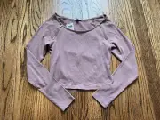 NEW NWT Charlotte Russe Mauve Long Sleeve Crop Top XS