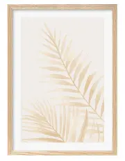 [Profile Australia] Australian Made Watercolour Palm Leaves Beige Art Print A1 in Natural Frame