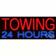BRAND NEW "TOWING 24 HOURS" 32x13 REAL NEON SIGN w/CUSTOM OPTIONS 11509