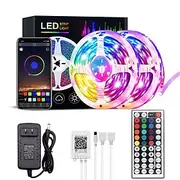10M 30M RGB LED Strip Lights Bluetooth Smart Phone Controlled 20M 40M LED Light Strip 5050 LED Lights Sync to Music and 44 Keys Remote Controller for Bedroom H