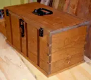 Lidded chest with drawers, Shaker-style, in Pine with Cherry and Walnut accents
