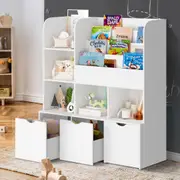 Oikiture Kids Bookcase Toy Organiser Cabinet Bookshelf With Chest Storage