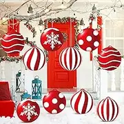 Jetec 10 Pcs Christmas Inflatable Balls Decorations 9 Inch PVC Inflatable Balls Winter Snowman Hanging Ornaments for Outdoor Garden Tree Party(Xmas Ball)