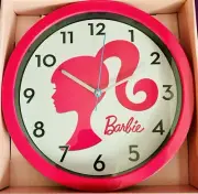 Pink Barbie Silhouette Posh Pink Wall Clock Analog Large Numbers Mattel