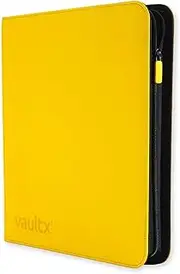 [Vault X] 12 Pocket Trading Card Zip Binder - 480 cards, Premium Exo-Tec Album Material, 20 Side-Loading Pages, Folder for Collectible Card Games, Sports, TCG (Yellow)