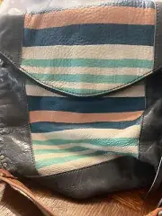 NWT The Sak Blue striped Leather Silverlake Shoulder Bag 9x10