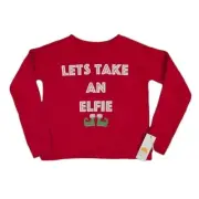 C&C California Kids "Lets Take An Elfie" Graphic Sweatshirt in Red XS 4/5 $28
