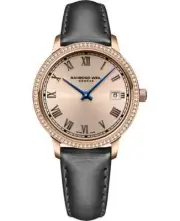 Raymond Weil Toccata Ladies Watch w Diamonds Rose Gold Dial, Grey Satin Strap